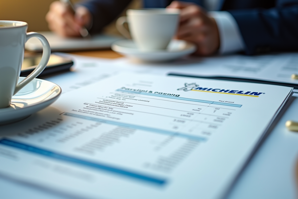 Fiche de paie et documents financiers avec logo Michelin