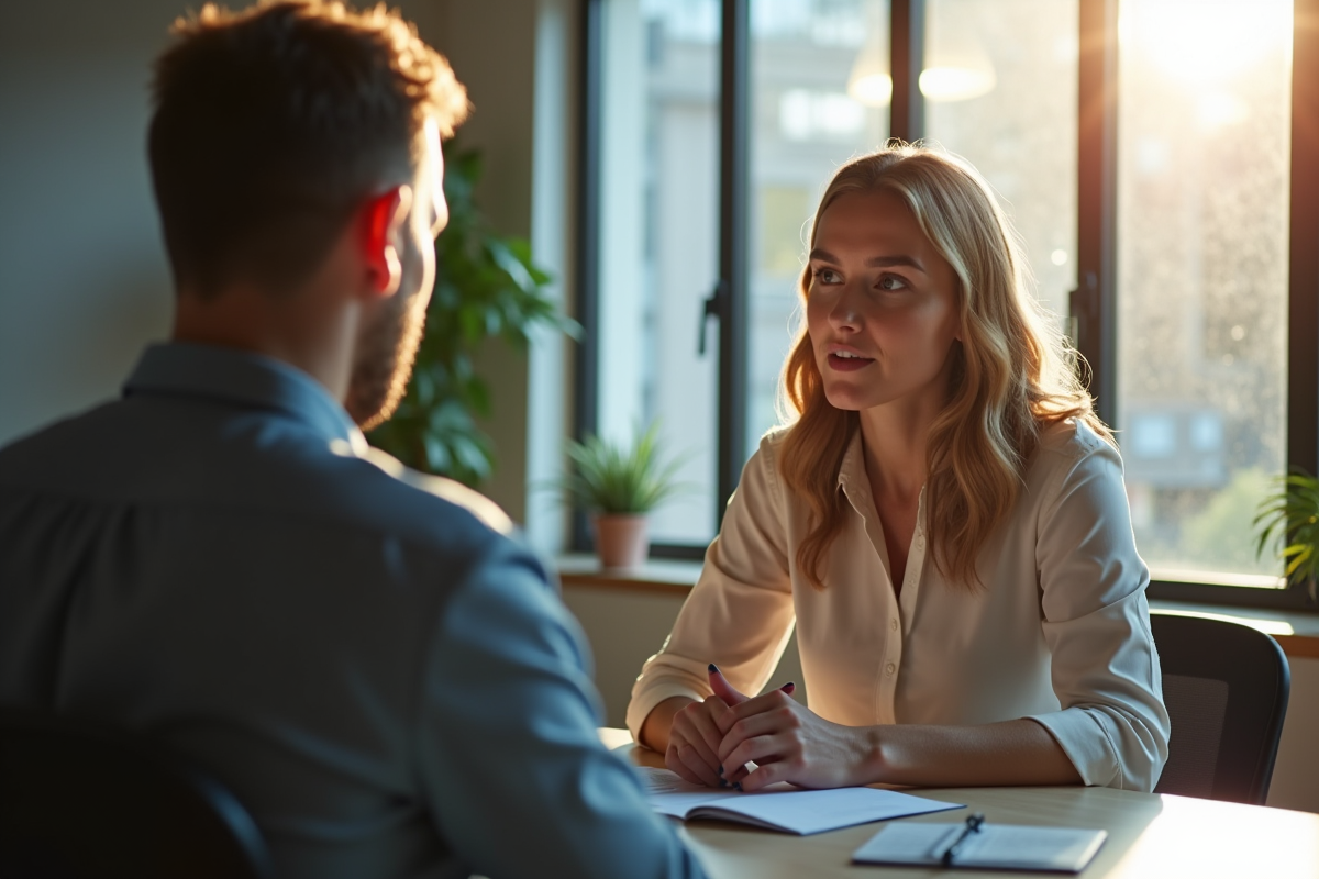 Manager en séance de mentorat avec un employé près d