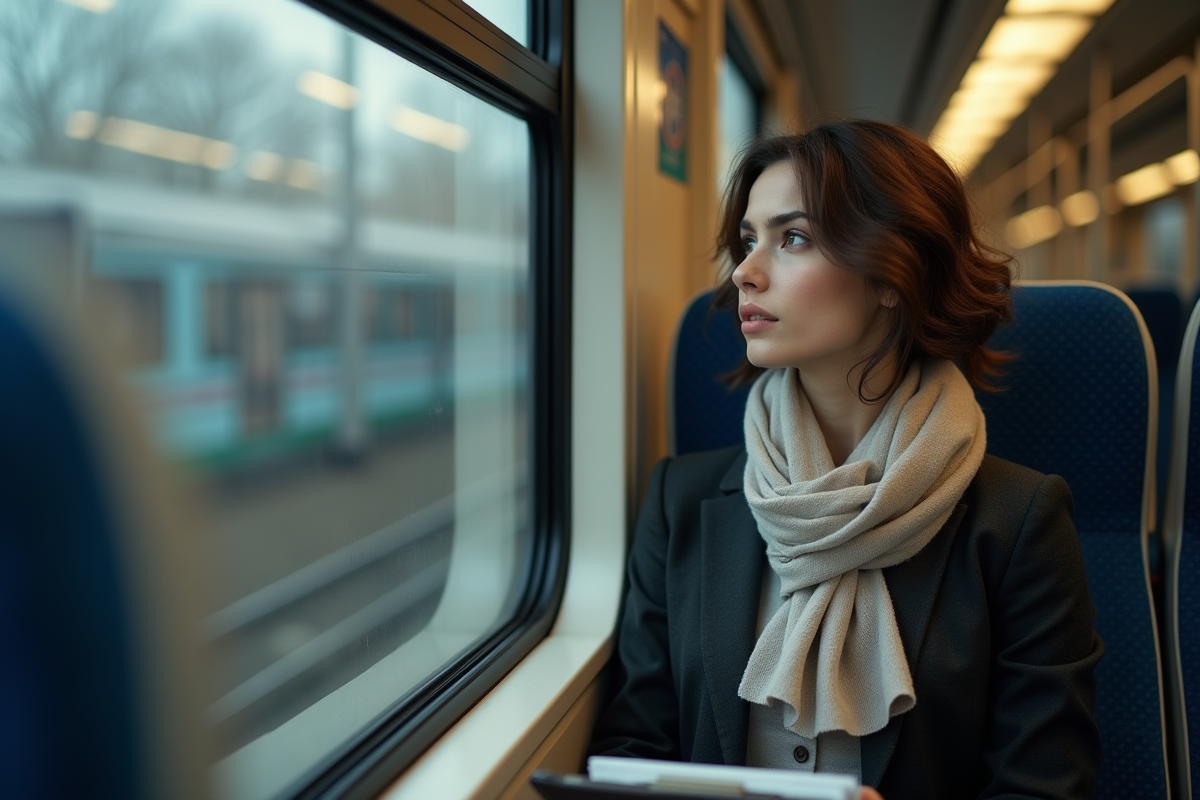 Jeune femme regardant par la fenêtre d