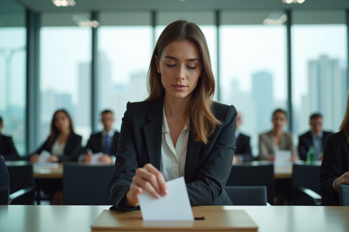 Jeune femme votant lors d